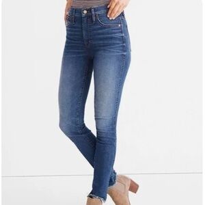 Madewell High Rise Skinny Raw Hem Denim Jeans Medium Wash Size 27